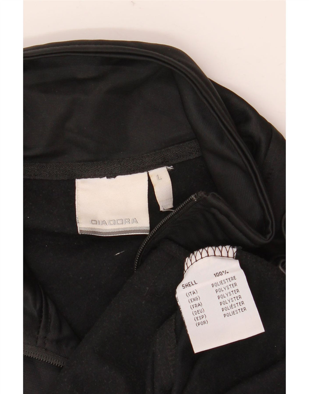 Diadora Mens Tracksuit Top Jacket Large Black Colourblock Polyester