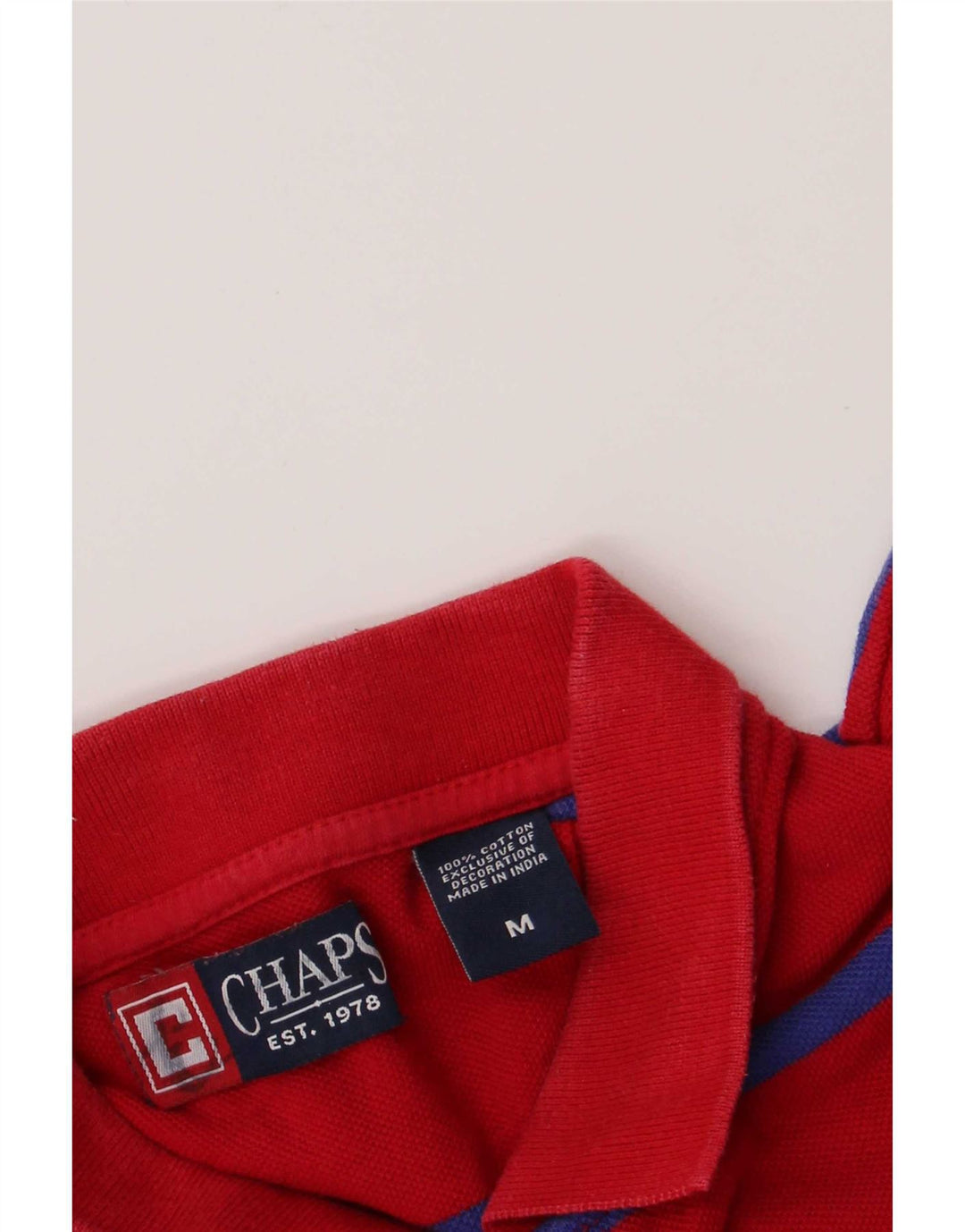 Chaps Mens Polo Shirt Medium Red Striped Cotton