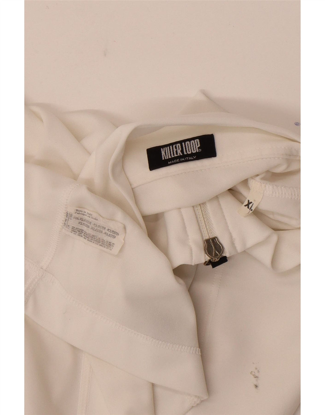 Killer Loop Mens Zip Neck T-Shirt Top XL White Polyester