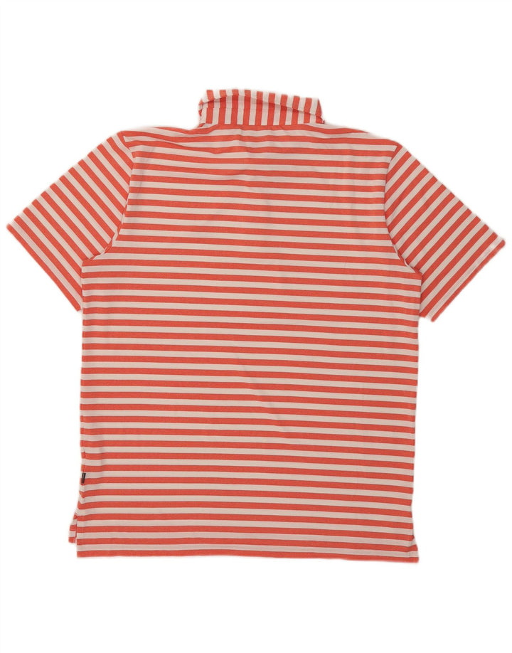 Calvin Klein Mens Golf Polo Shirt Medium Orange Striped Polyester