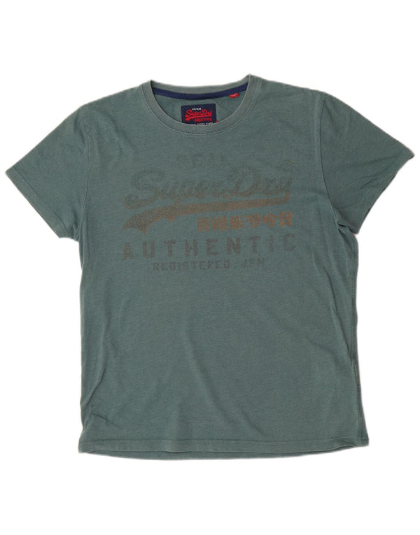 Superdry Womens Graphic T-Shirt Top UK 18 XL Green Cotton