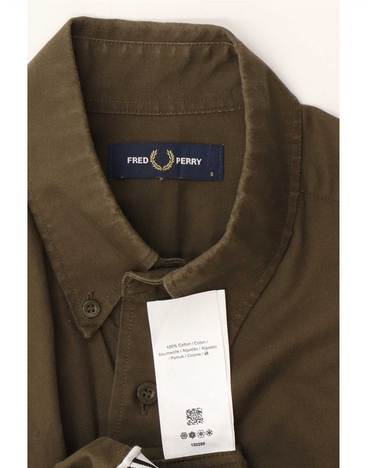 Fred Perry Mens Shirt Small Khaki Cotton