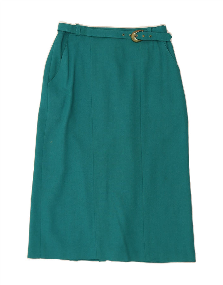 CLOVER Womens Midi Skirt UK 14 Medium W30 Green Polyester Vintage Clover and Second-Hand Clover from Messina Hembry 