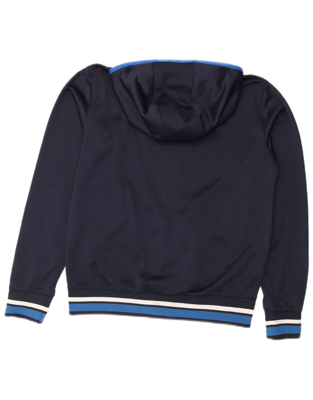 Asics Mens Hooded Tracksuit Top Jacket Medium Navy Blue Colourblock