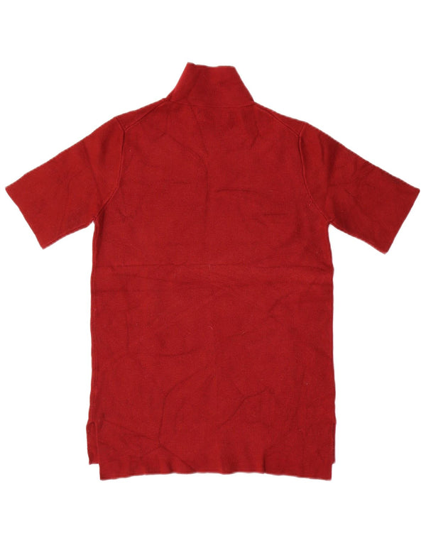 Zara Womens Short Sleeve Turtle Neck Jumper Sweater UK 10 Small Burgundy