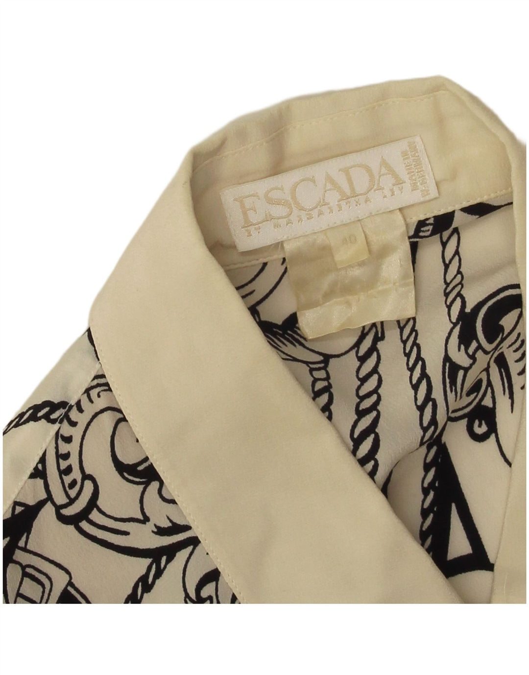 Escada Womens Abstract Pattern Shirt Blouse EU 40 Medium Off White