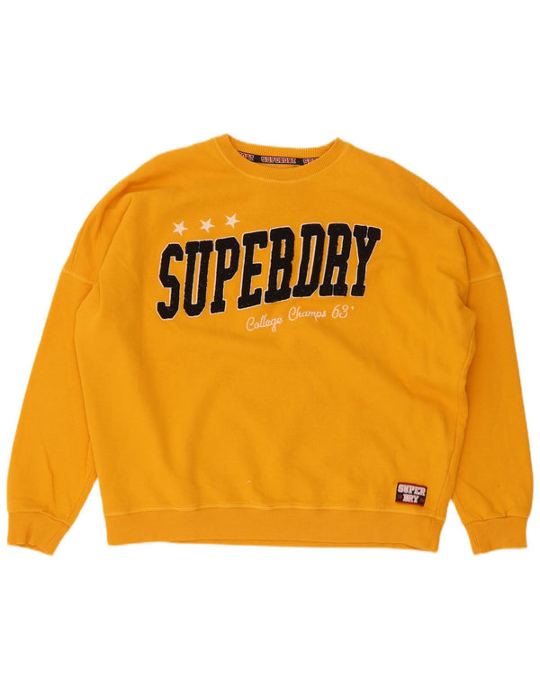 Superdry Womens Graphic Oversized Sweatshirt Jumper UK 12 Medium Yellow