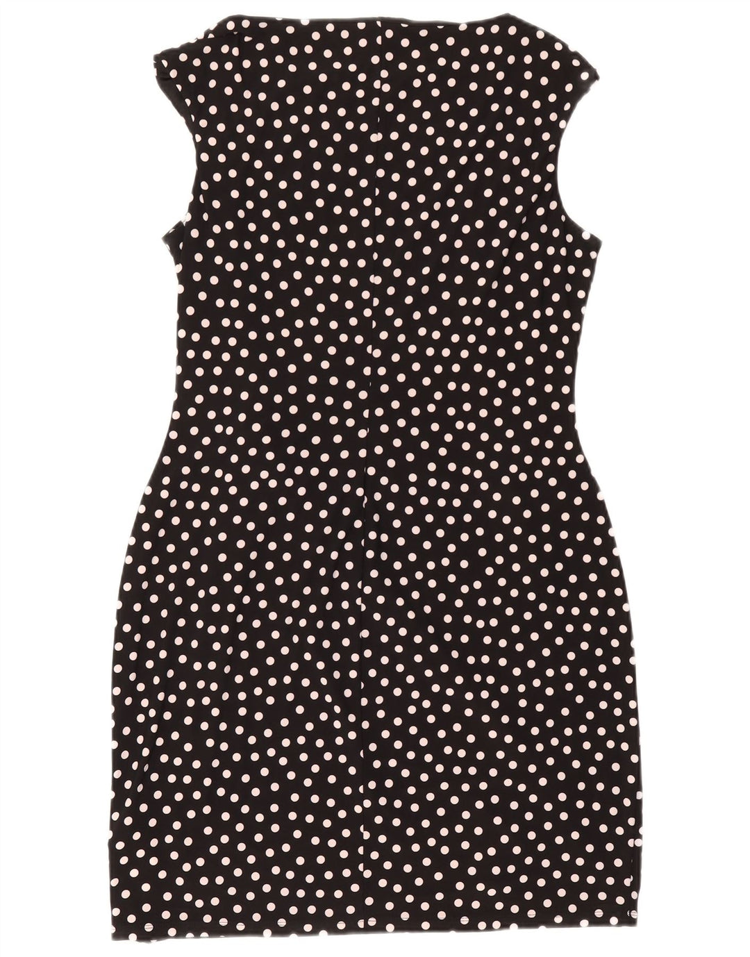 Chaps Womens Sleeveless Sheath Dress UK 18 XL Black Polka Dot Polyester