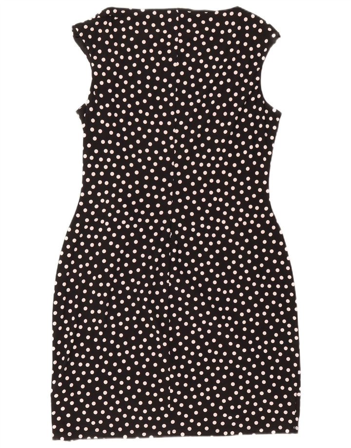Chaps Womens Sleeveless Sheath Dress UK 18 XL Black Polka Dot Polyester