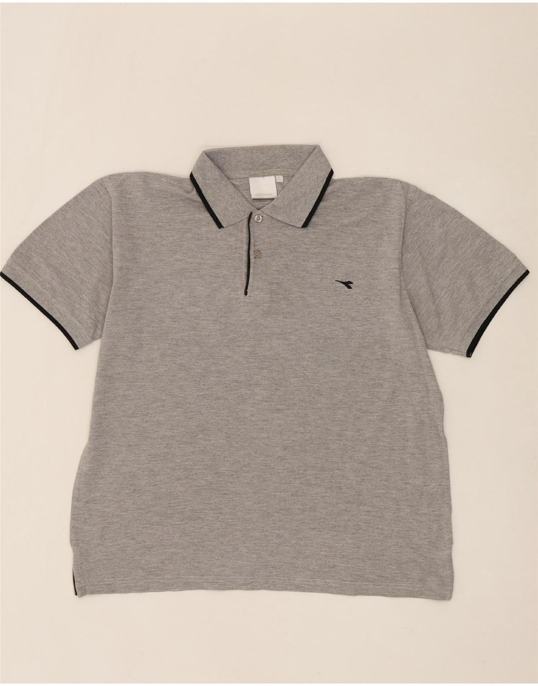 DIADORA Mens Polo Shirt Large Grey Cotton Vintage Diadora and Second-Hand Diadora from Messina Hembry 