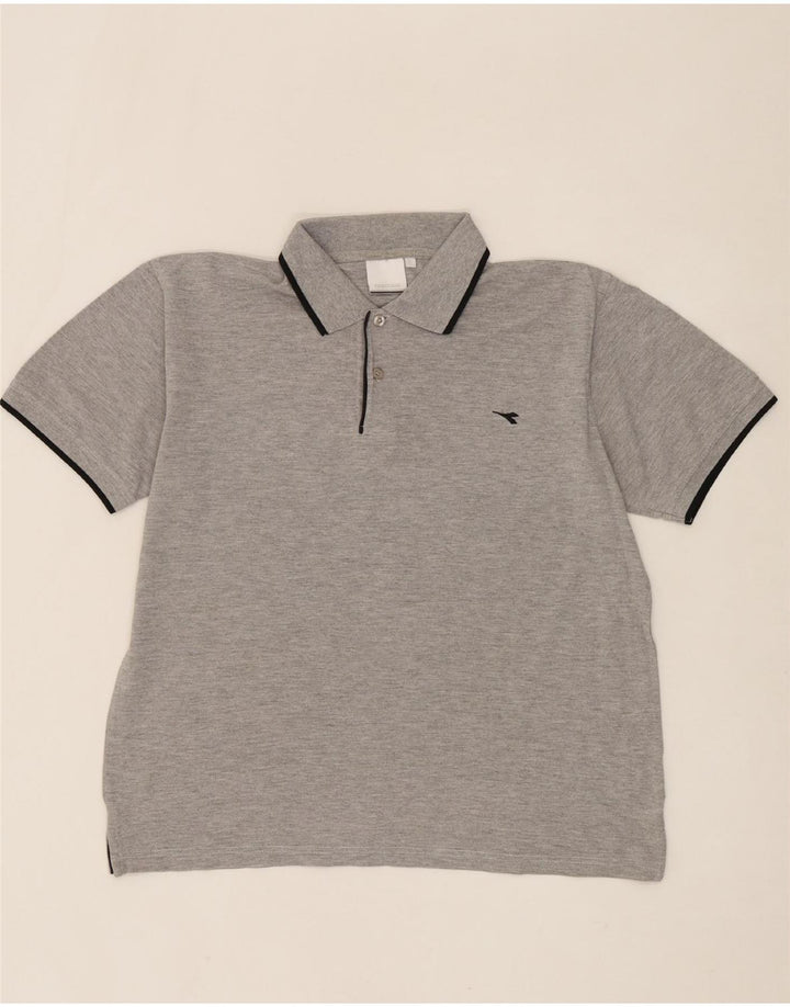 DIADORA Mens Polo Shirt Large Grey Cotton Vintage Diadora and Second-Hand Diadora from Messina Hembry 
