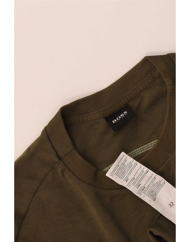 Hugo Boss Mens Graphic Sweatshirt Jumper Medium Khaki Cotton