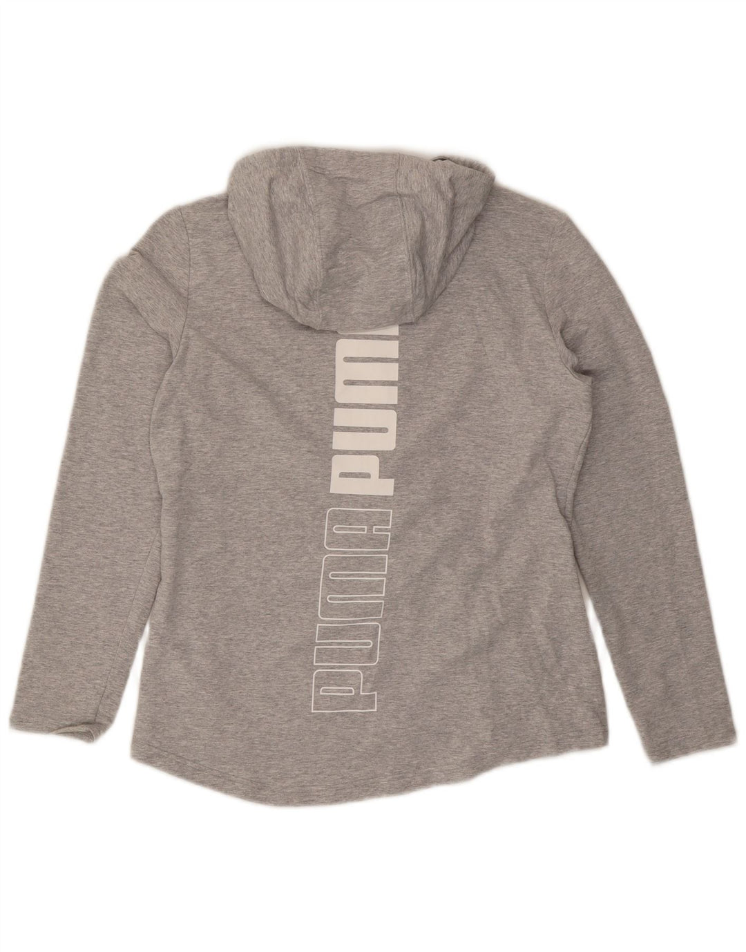 PUMA Womens Graphic Zip Hoodie Sweater UK 12 Medium  Grey Cotton