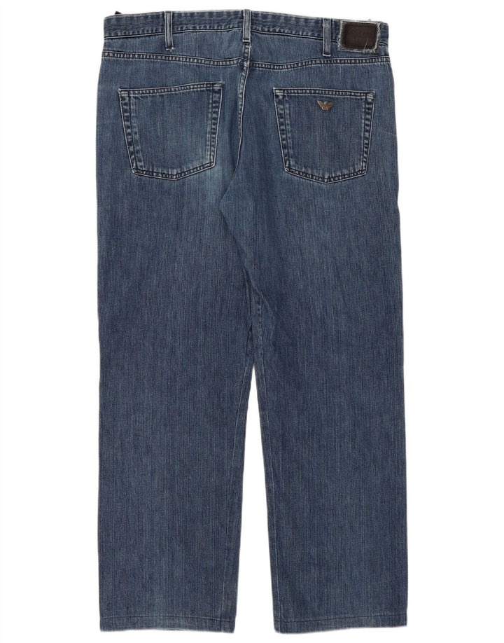 Armani Mens Straight Jeans W38 L31 Blue Cotton