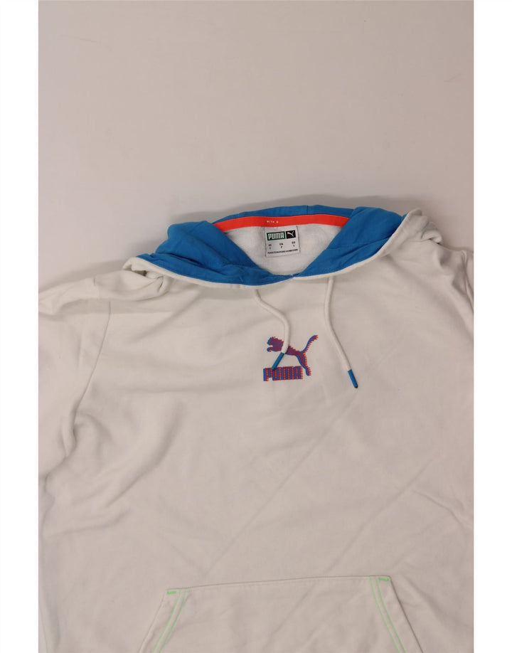 PUMA Mens Hoodie Jumper Small White Cotton Vintage Puma and Second-Hand Puma from Messina Hembry 