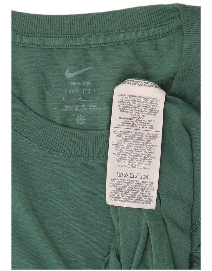 NIKE Mens Dri Fit T-Shirt Top Large Green Polyester