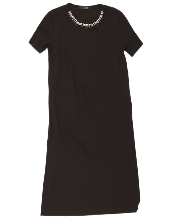 Zara Womens Maxi Dress UK 12 Medium Black Polyester