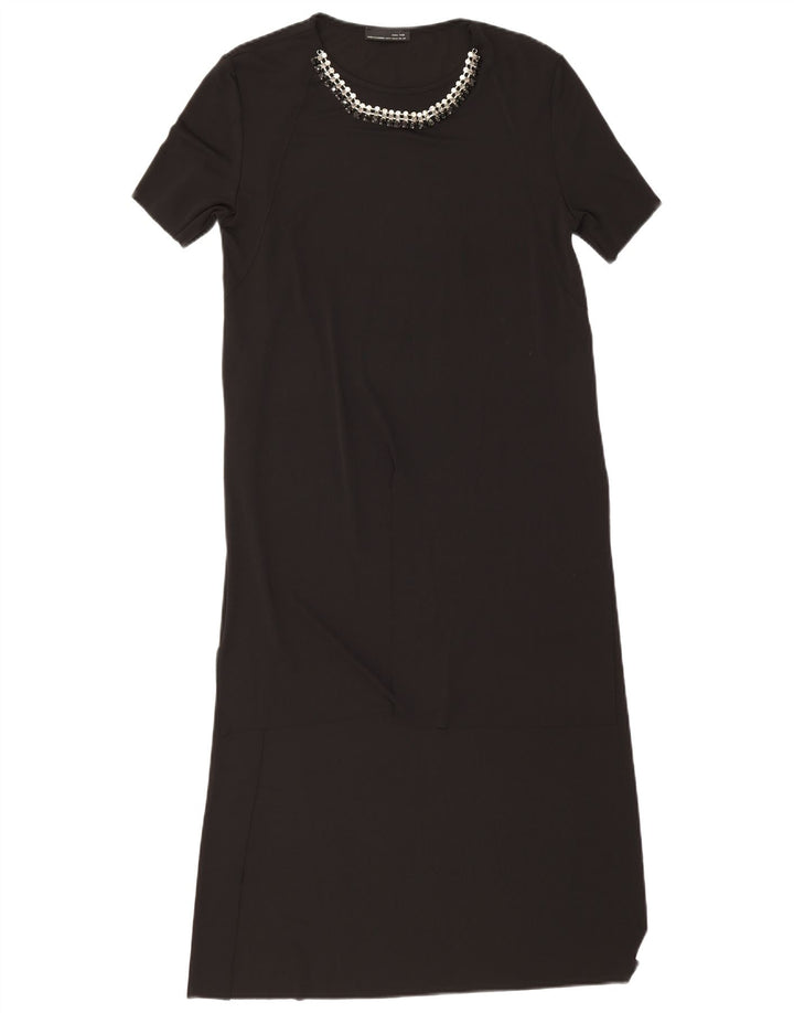 Zara Womens Maxi Dress UK 12 Medium Black Polyester