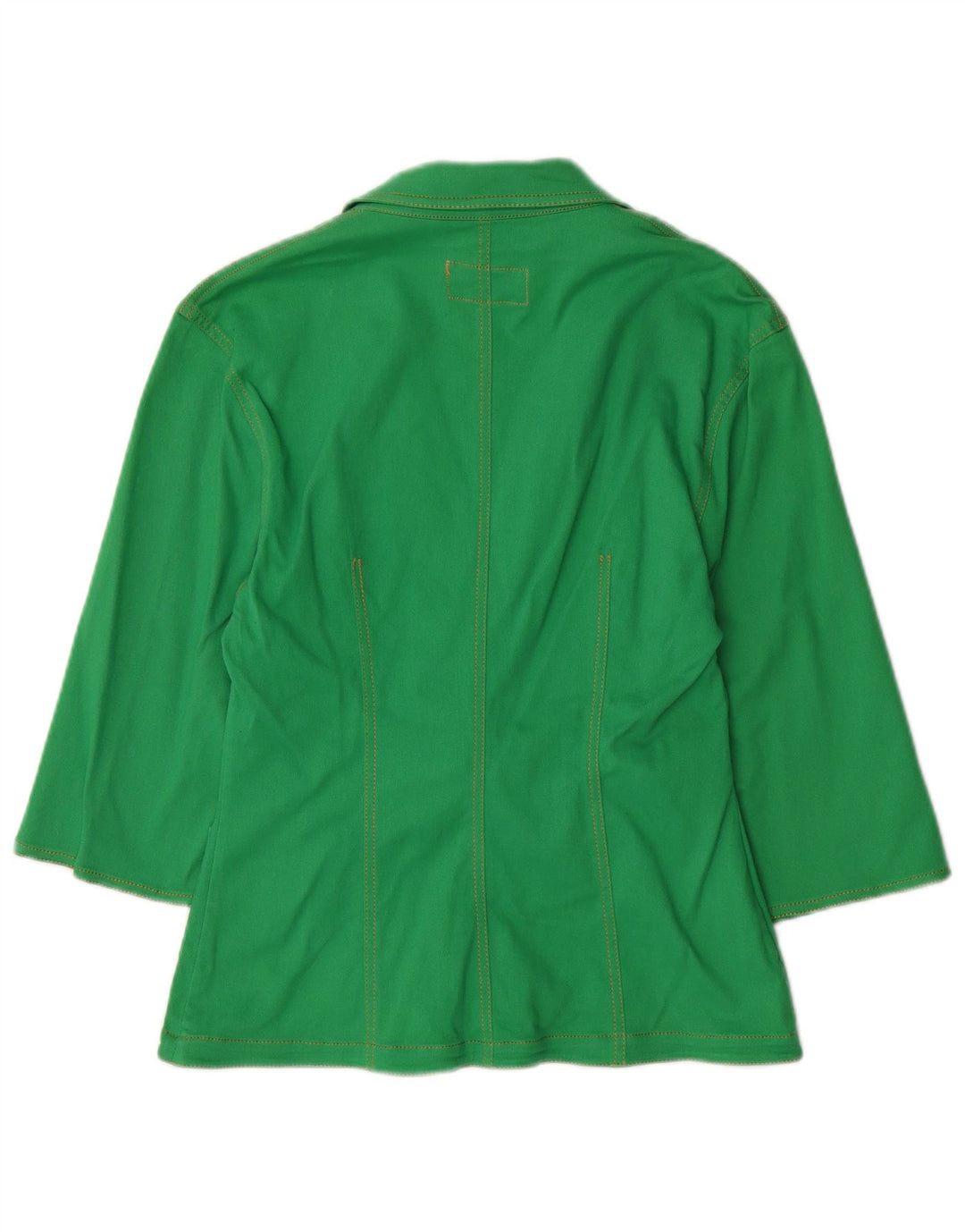 VINTAGE Womens 3/4 Sleeve 2 Button Blazer Jacket UK 12 Medium Green Cotton