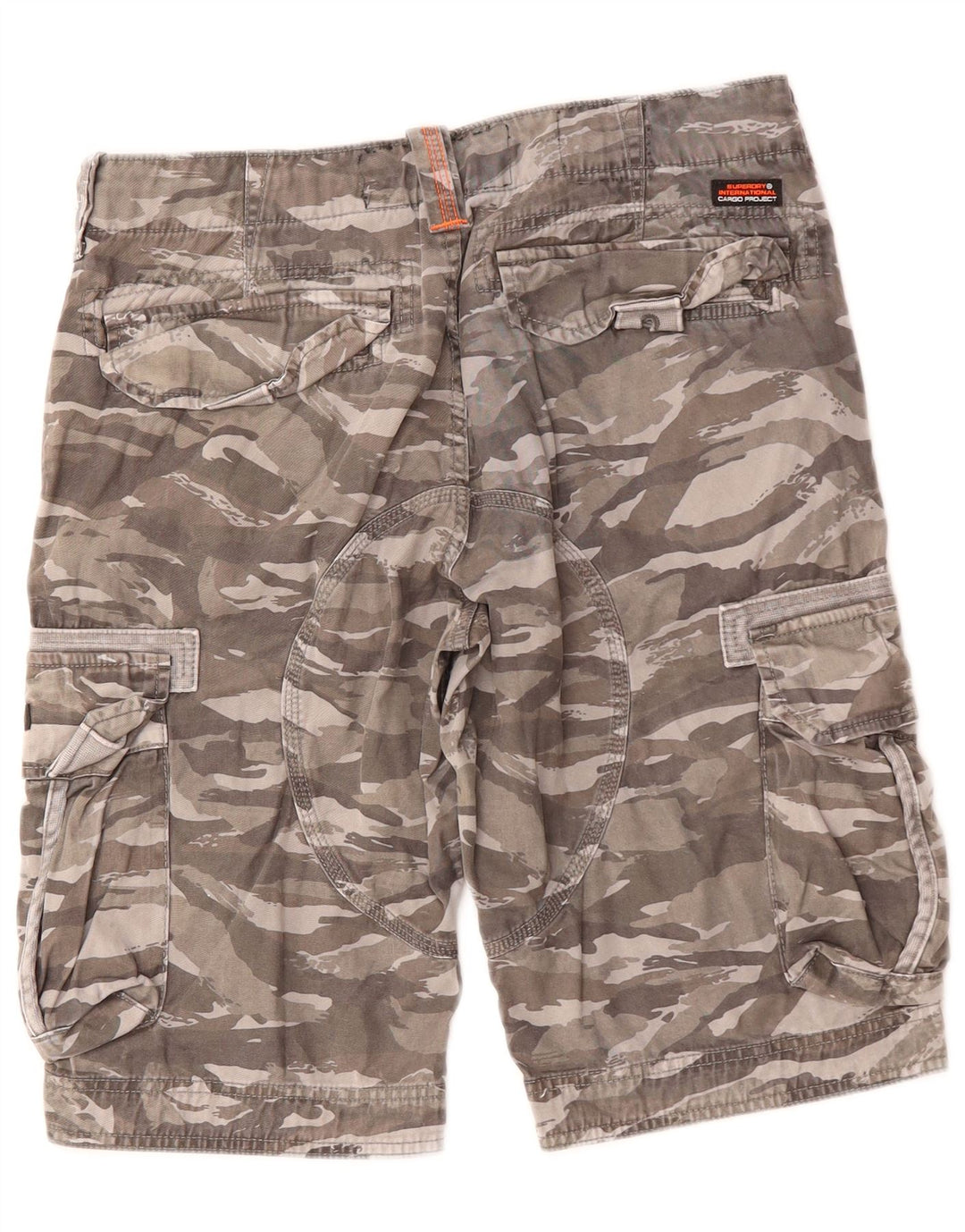 SUPERDRY Mens Cargo Shorts W31 Medium Khaki Camouflage Cotton