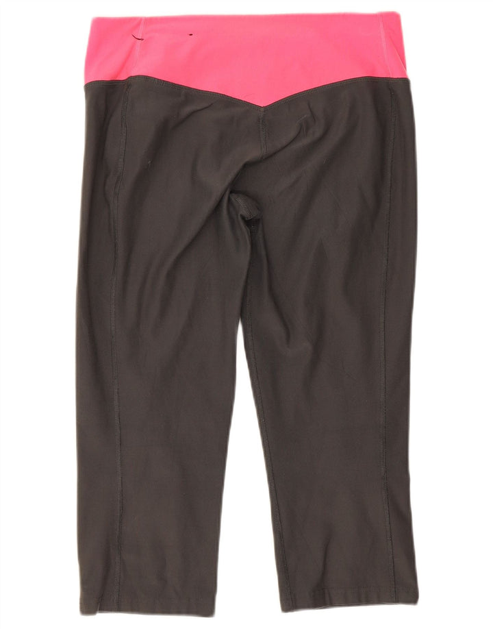 Nike Womens Dri Fit Capri Leggings UK 12 Medium Grey Colourblock Polyester