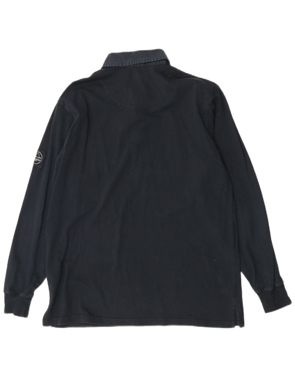 Murphy & Nye Mens Long Sleeve Rugby Polo Shirt Large Navy Blue Cotton