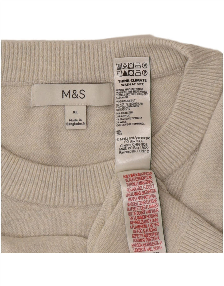 Marks & Spencer Mens Crew Neck Jumper Sweater XL Grey Polyester