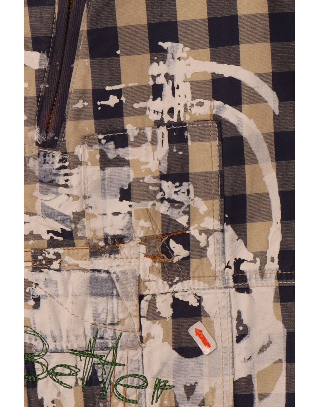 Desigual Womens Graphic Cargo Shorts EU 42 Large W34 Navy Blue Gingham