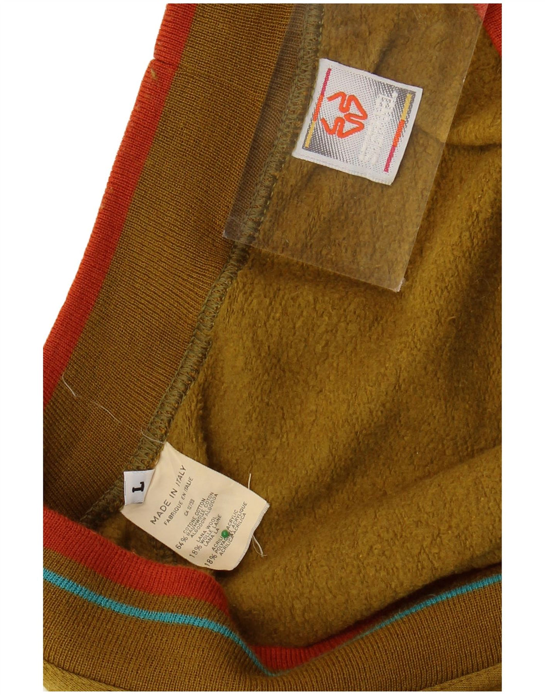 Stefanel Mens Cardigan Sweater Large Khaki Fair Isle Cotton