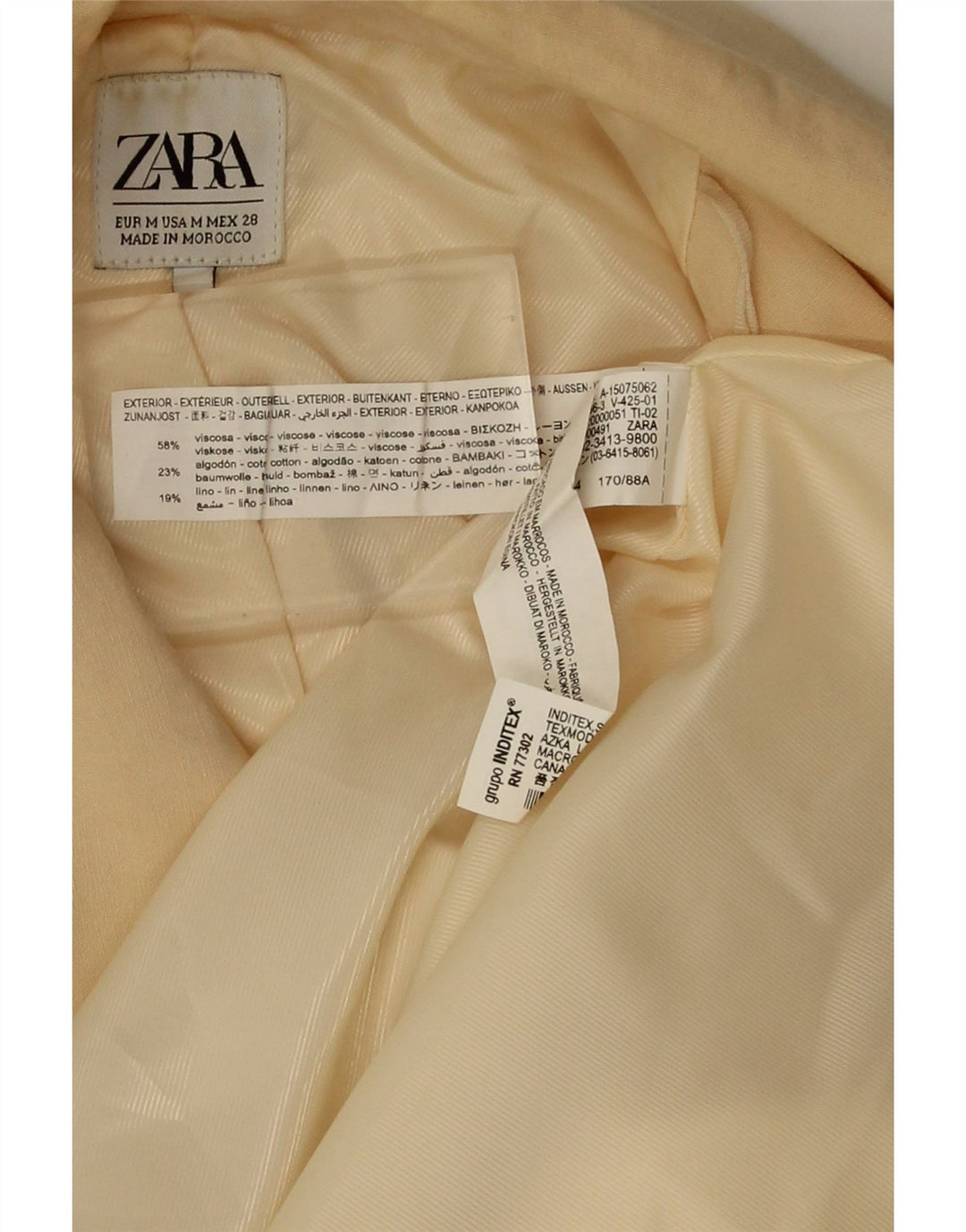 Zara Womens Loose Fit Double Breasted Blazer Jacket UK 14 Medium Beige