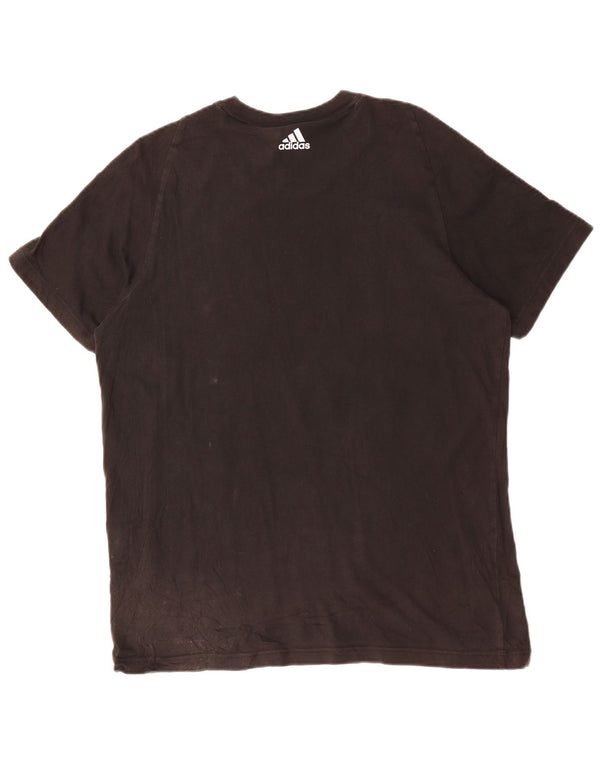 ADIDAS Mens Graphic T-Shirt Top Large Black Colourblock Cotton