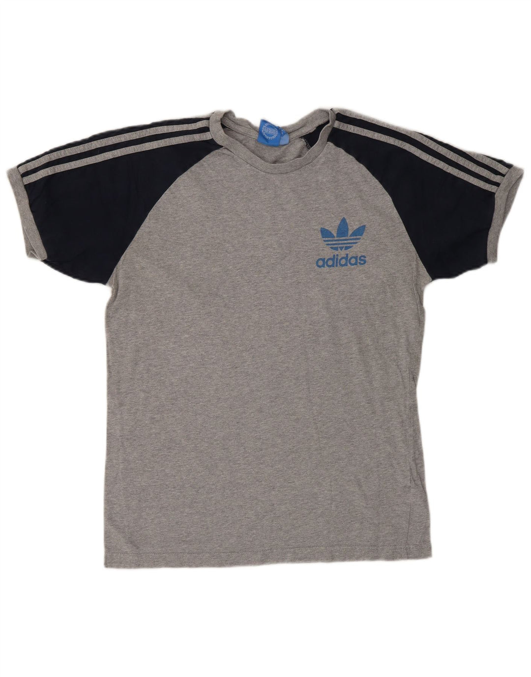 ADIDAS Womens T-Shirt Top UK 14 Medium Grey Colourblock Cotton