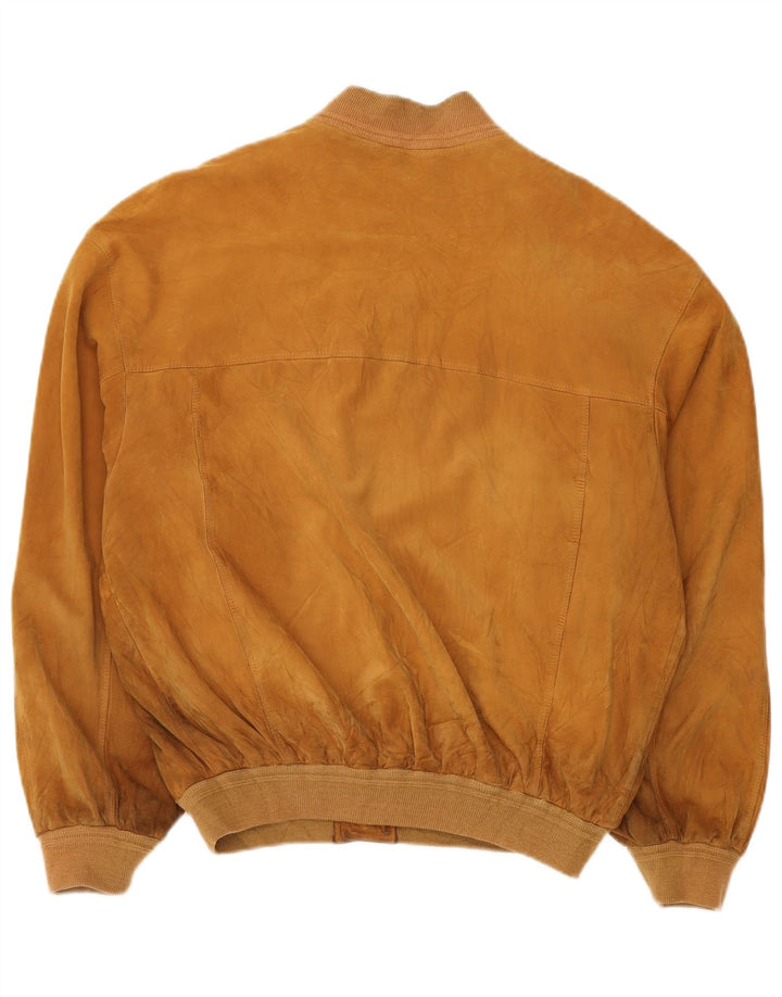 Vittorio Forti Mens Suede Bomber Jacket IT 50 Large Beige Leather