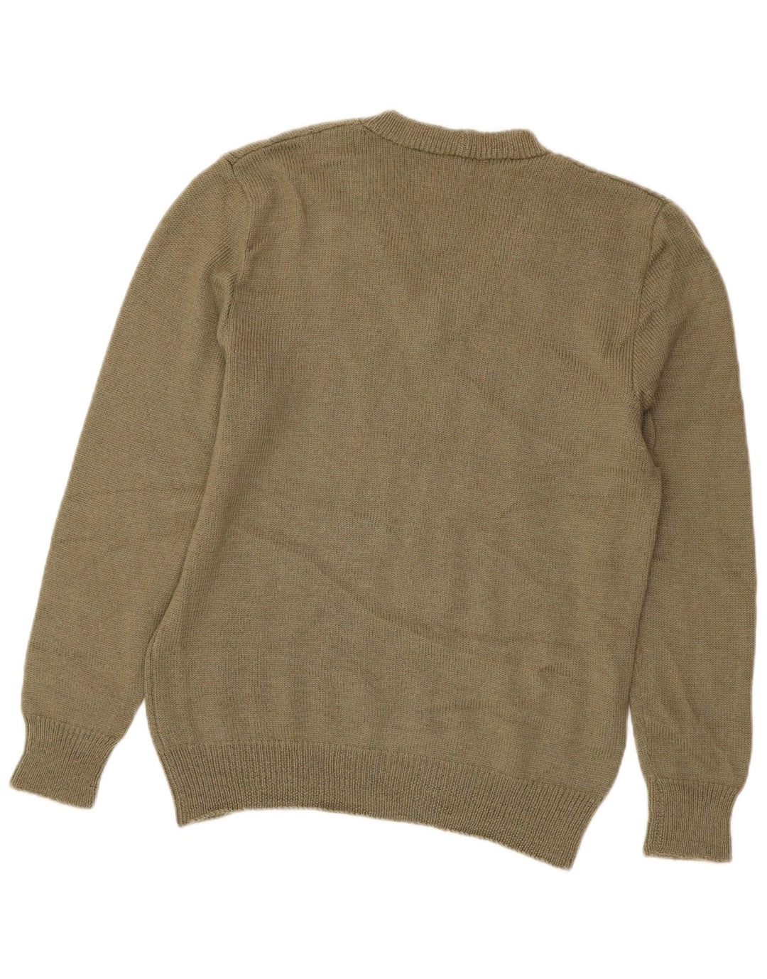 VINTAGE Mens V-Neck Jumper Sweater Small Khaki