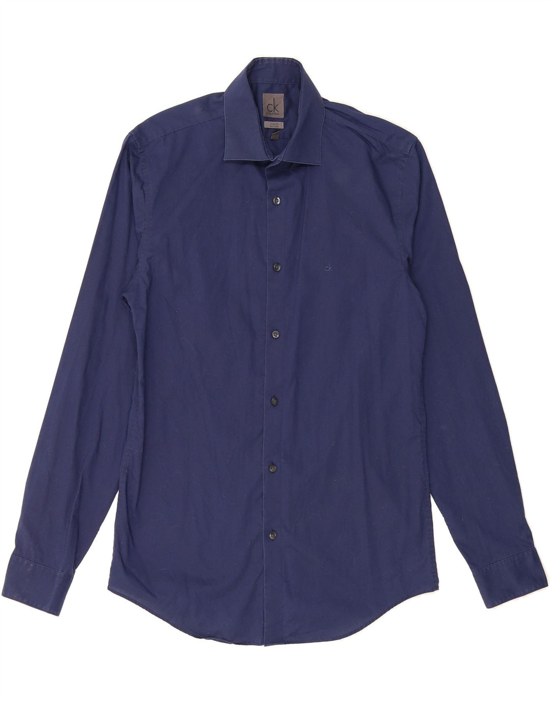CALVIN KLEIN Mens Slim Fit Shirt Size 15 38 Medium Navy Blue Vintage Calvin Klein and Second-Hand Calvin Klein from Messina Hembry 