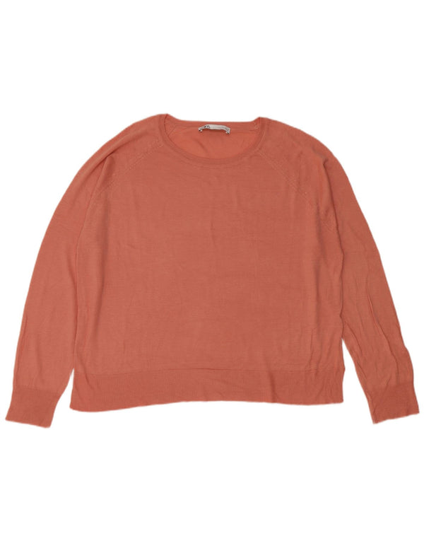 Zara Womens Boat Neck Jumper Sweater UK 16 Large Pink