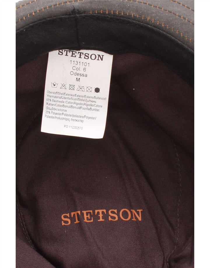 Stetson Mens Waxed Cotton Fedora Hat Medium Brown Cotton