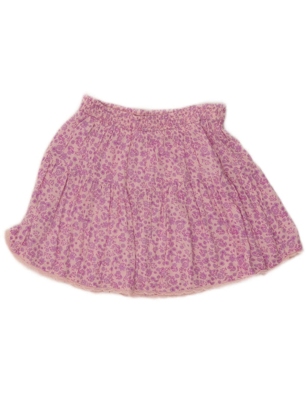 Marks & Spencer Girls Mini Skirt 13-14 Years W25 Pink Floral Viscose