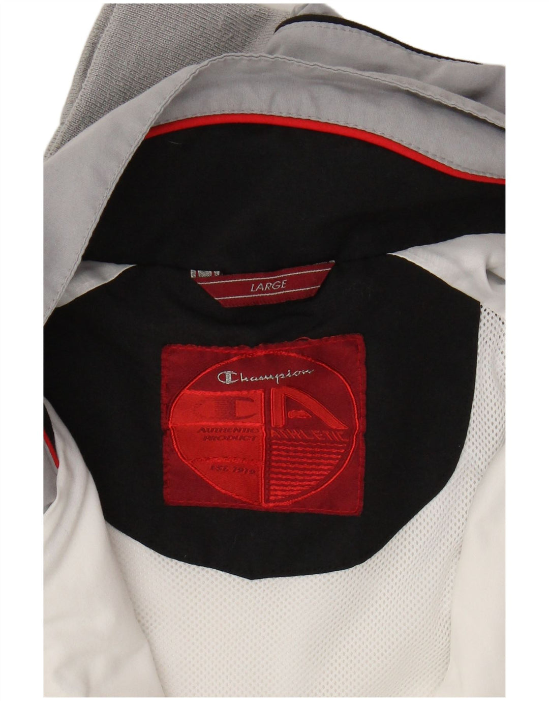 CHAMPION Mens Tracksuit Top Jacket Large White Colourblock Polyester