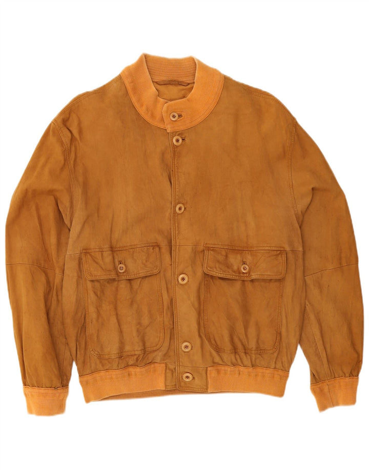 Vintage Mens Suede Bomber Jacket UK 38 Medium Beige