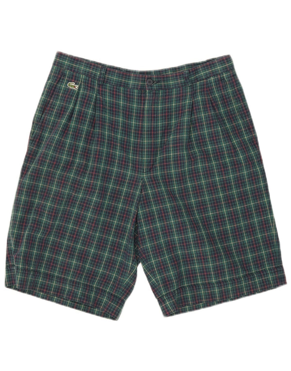 Lacoste Mens Pegged Chino Shorts Size 42 Medium W31 Green Check Cotton