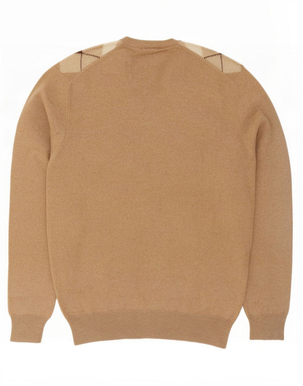 WESTBURY Mens V-Neck Jumper Sweater IT 52/54 Large Beige Argyle/Diamond
