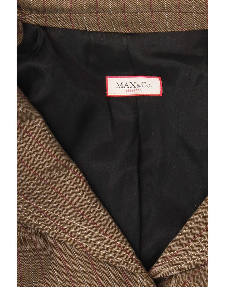 Max & Co. Womens 2 Button Blazer Jacket UK 10 Small Brown Striped