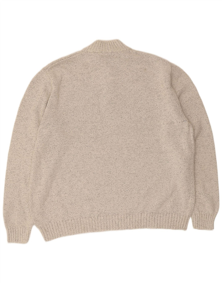 Chaps Mens Zip Neck Jumper Sweater 2XL Grey Flecked Cotton