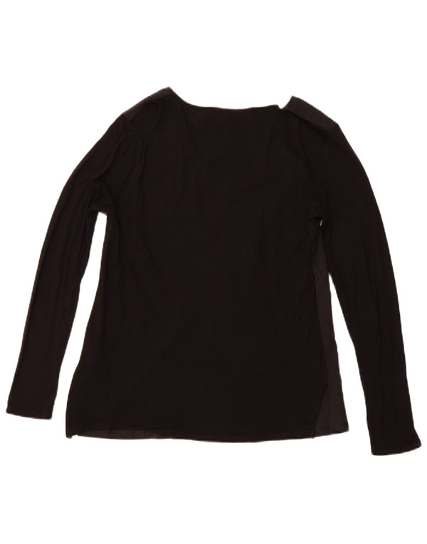 DESIGUAL Womens Graphic Top Long Sleeve UK 14 Large Black Floral Viscose