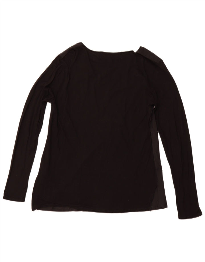 DESIGUAL Womens Graphic Top Long Sleeve UK 14 Large Black Floral Viscose