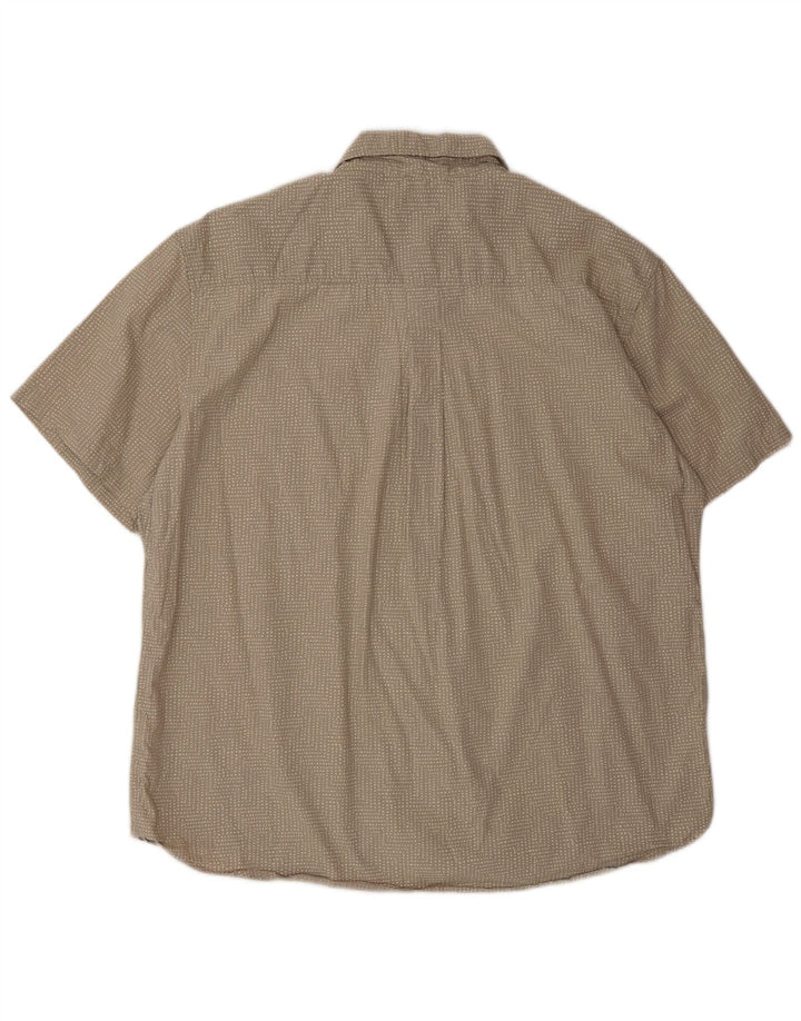 Eddie Bauer Mens Short Sleeve Shirt XL Grey Spotted Cotton