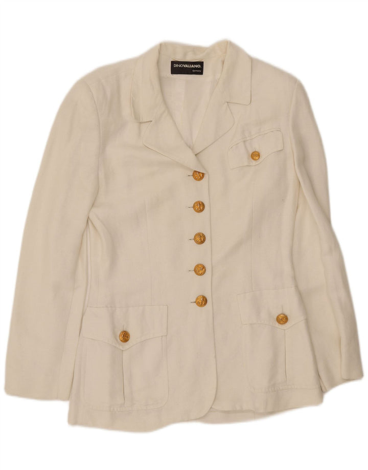 DINO VALIANO Womens 5 Button Blazer Jacket EU 36 Small White Linen Vintage Dino Valiano and Second-Hand Dino Valiano from Messina Hembry 