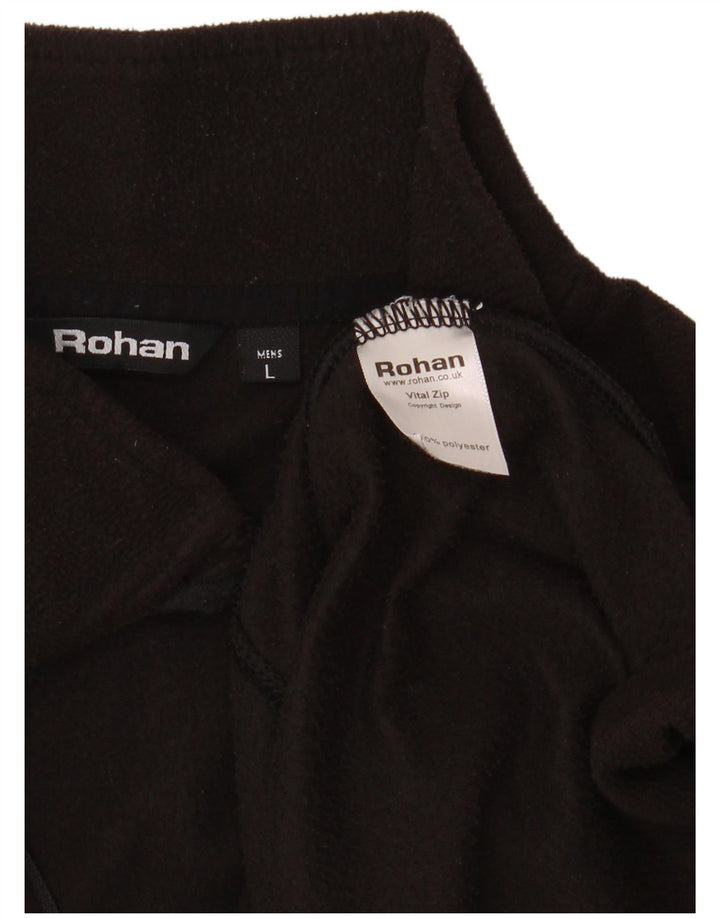 ROHAN Mens Zip Neck Fleece Jumper Large Black Polyester