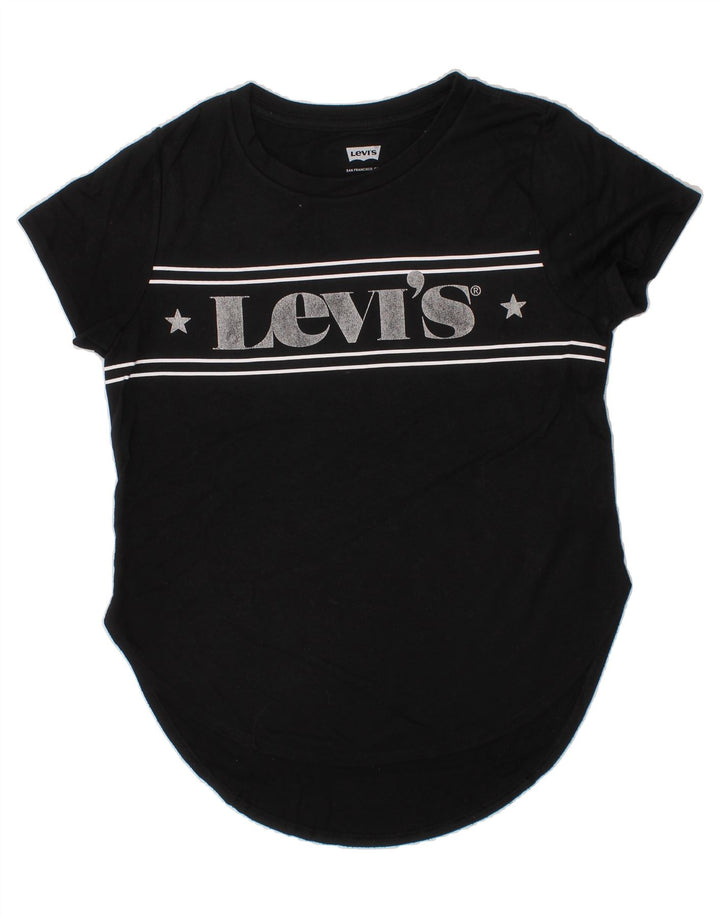 LEVI'S Girls Graphic T-Shirt Top 9-10 Years Black Polyester Vintage Levi's and Second-Hand Levi's from Messina Hembry 